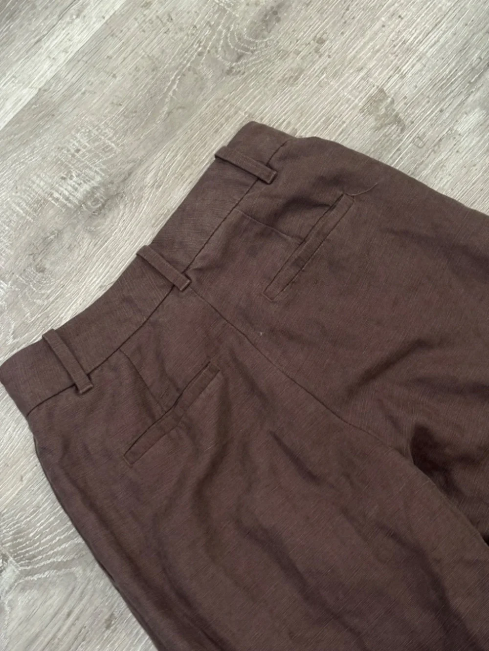 Aritzia Effortless Pants Pleated Linen Wide Leg Rich Mocha Brown Size 00